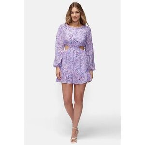 Wildfox Cutout Coco Dress Purple Floral Long Sleeve Mini M NWT